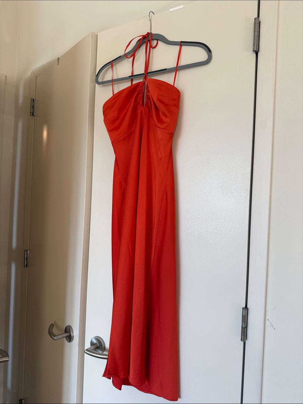 Abercrombie & Fitch Orange-Red Halter Maxi Dress